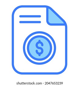 salary slip vector  outline icon, blue line vector design