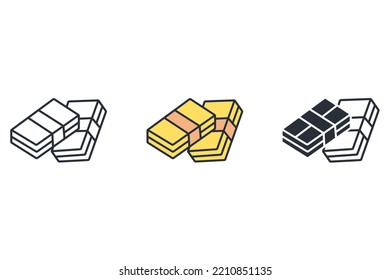 Salary thin line icons. Vector illustration isolated on white. Editable stroke.