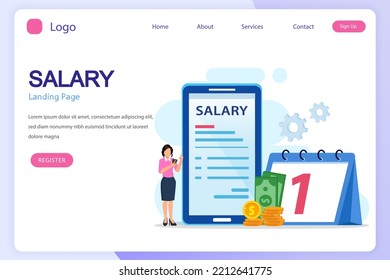 Salary Vector Concept. Online Income Calculate And Automatic Payment, Calendar Pay Date, Employee Wages Concept.