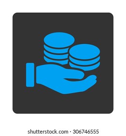 Salary vector icon. This flat rounded square button uses white and gray colors and isolated on a white background.