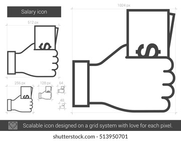 Salary vector line icon isolated on white background. Salary line icon for infographic, website or app. Scalable icon designed on a grid system.