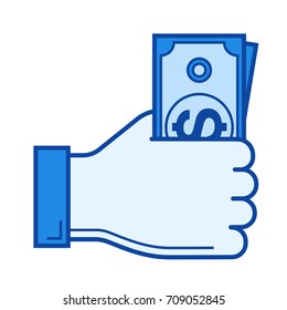 Icono de línea vectorial de sueldo aislado en fondo blanco. Icono de línea de sueldo para infografía, sitio web o aplicación. Icono azul diseñado en un sistema de cuadrícula.