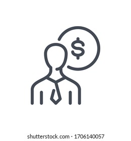 Salary And Wages Line Icon. Wage Rate Vector Outline Sign.