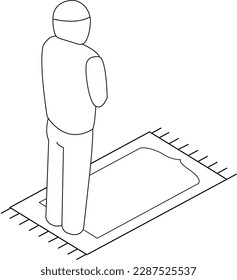 Salat or Islamic Praying icon viewed from above