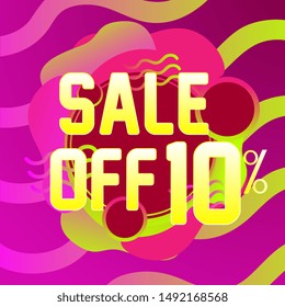 sale 10%, beautiful greeting card background or banner with violet theme. vector design illustration