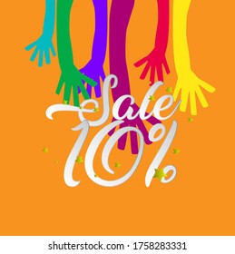 sale 10%, beautiful template banner with youth theme. vector design illustration, graphics elements for t-shirts, the sign, badge or greeting card and background photo booth