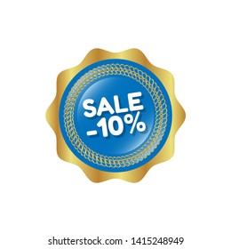 sale -10% - button with glossy effect. label,sticker,tag 