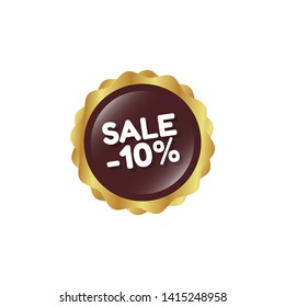 sale -10% - button with glossy effect. label,sticker,tag 