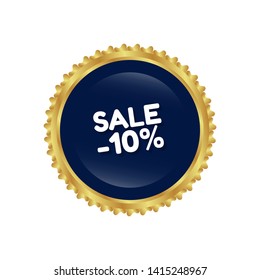 sale -10% - button with glossy effect. label,sticker,tag 