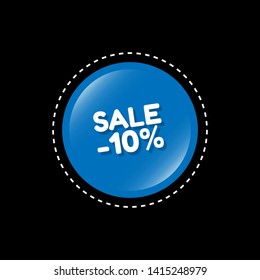 sale -10% - button with glossy effect. label,sticker,tag 
