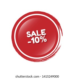 sale -10% - button with glossy effect. label,sticker,tag 