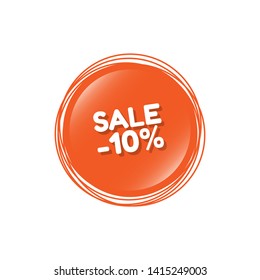 sale -10% - button with glossy effect. label,sticker,tag 