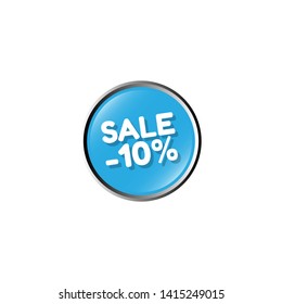 sale -10% - button with glossy effect. label,sticker,tag 