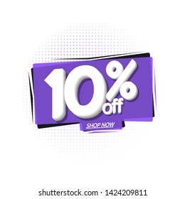 Sale 10% off, bubble banner design template, discount tag, extra offer, vector illustration 