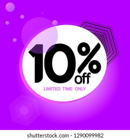Sale 10% off, discount banner design template, promo poster, vector illustration