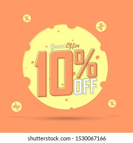 Sale 10% off, great offer, discount banner design template, promo tag, vector illustration