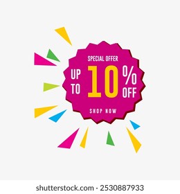 Verkauf bis zu 10% off-Label-Aufkleber, Gold runde Kreis Zickzack-Rand-Badge-Symbole für Werbung Rabatt-Produkt, Golden Vektor-Design glänzend für Verpackung Design-Element oder Shopping-Website