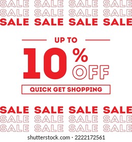 Sale up to 10% off Shopping day Poster or banner with gift box. Sales banner template design for social media and website. Quick get a Discount.