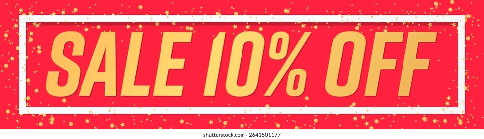 Sale 10% off, web banner design template and discount horizontal poster, vector illustration 