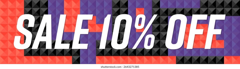 Sale 10% off, web banner design template and discount horizontal poster, vector illustration 