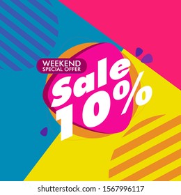 sale 10 percent, beautiful greeting card background or template banner with colorful theme. design illustration