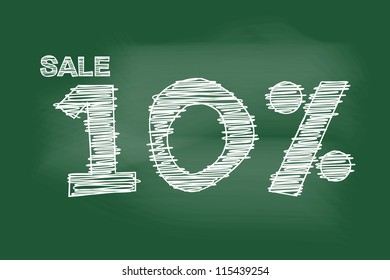 sale 10 percent drawing on blackboard