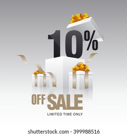 Sale 10 percent off card gray background