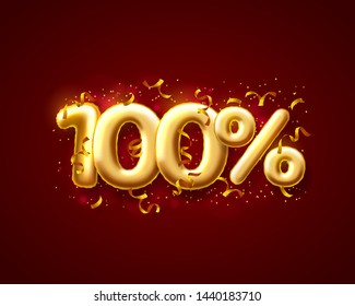 Sale 100 off ballon number on the red background. Vector illustration