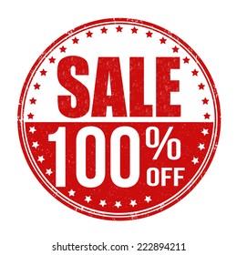 Sale 100% off grunge rubber stamp on white background, vector illustration