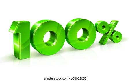 Sale 100 off on a white background. Shiny green 3d sign one hundred percents. Suitable for use on advertising banners, leaflets, posters, flyers and any promotional items. Seasonal discounts, Black