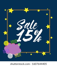 sale 15%, beautiful greeting card background or template banner with night theme. vector design illustration