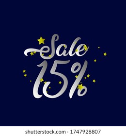 sale 15%, beautiful greeting card background or banner with star theme. design illustration