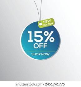 Sale and 15% Discount Tag Sale concept Illustrator Design