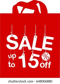 Sale 15% off, Beautiful paper art of Sale, shopping and business promotion, vector art. Price tag discount illustration for supermarket. Concept view of sales label for seasonal promotion,sale banner