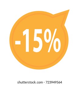 Sale 15% off icon on orange