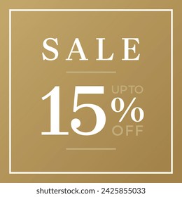 Sale up to 15% off sign. Fifteen percent discount. Special offer symbol. Discount promotion. Vector design.
