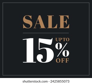 Sale up to 15% off sign. Fifteen percent discount. Special offer symbol. Discount promotion. Vector design.
