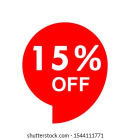 Sale - 15 percent off - red tag isolated - vector illustration