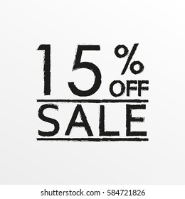 Sale 15 percent price off. Discount tag. Sales concept in vintage style. Vector illustration.