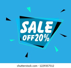 sale 20%, beautiful greeting card background or banner with blue label party theme. design illustration