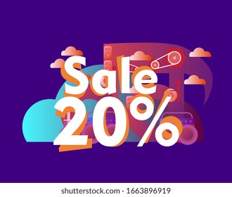 sale 20%, beautiful greeting card background or template banner with music theme. vector design illustration