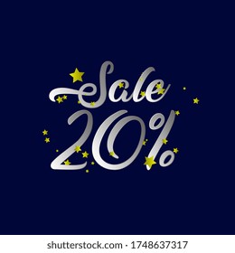sale 20%, beautiful greeting card background or banner with star theme. design illustration