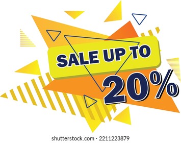 Sale Up to 20% Discount offer price sign. Special offer symbol. Discount tag badge Vector Illustration. Perfect design for shop and sale banners