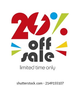 Sale 20 % off big sale and super sale discount voucher coupon colorful color white background