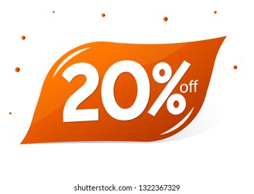 Sale 20% off, discount banner design template, promo tag, extra offer, vector illustration