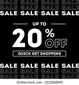 Sale up to 20% off Shopping day Poster or banner with gift box. Sales banner template design for social media and website. Quick get a Discount.