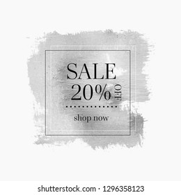 Sale 20% off sign over abstract paint texture background vector. Creative design for shop labels or banners.