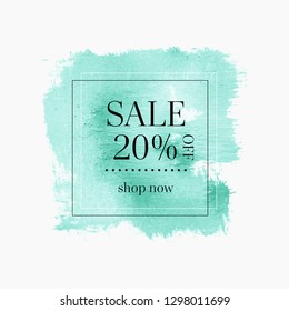 Sale 20% off sign over abstract paint texture background vector. Creative design for shop labels or banners.