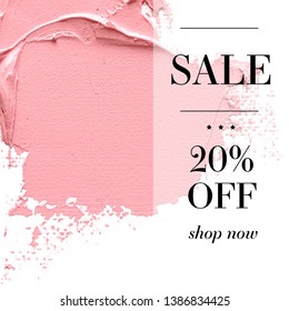 Sale 20% off sign over paint texture. Vector White isolated background.