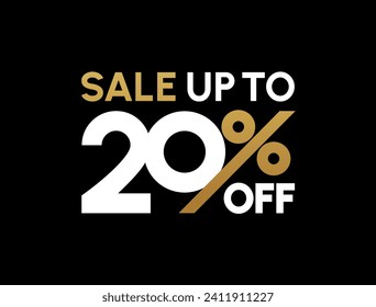 Sale up to 20% off sign. Twenty percent discount. Special offer symbol. Discount promotion. Vector design.